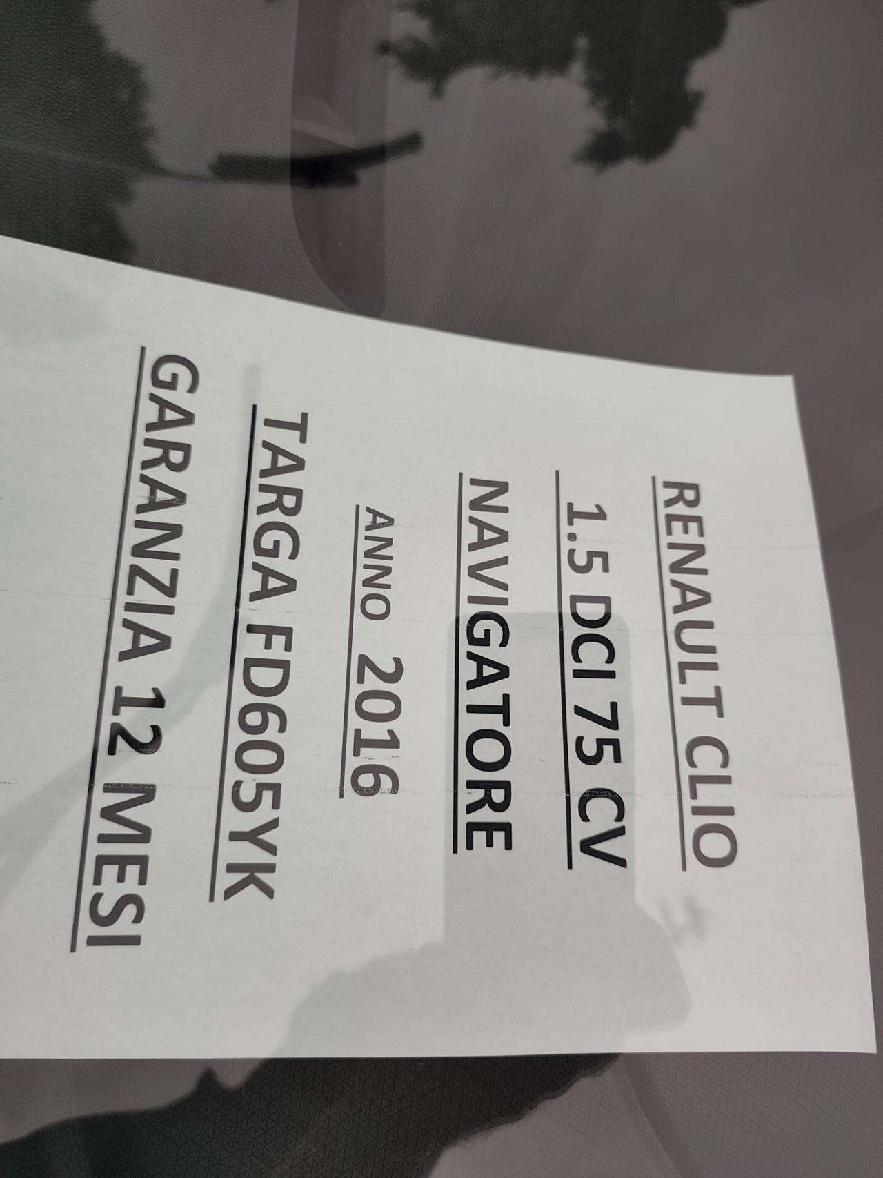 Renault Clio 1.5 dCi EURO 6 GARANZIA 12 MESI