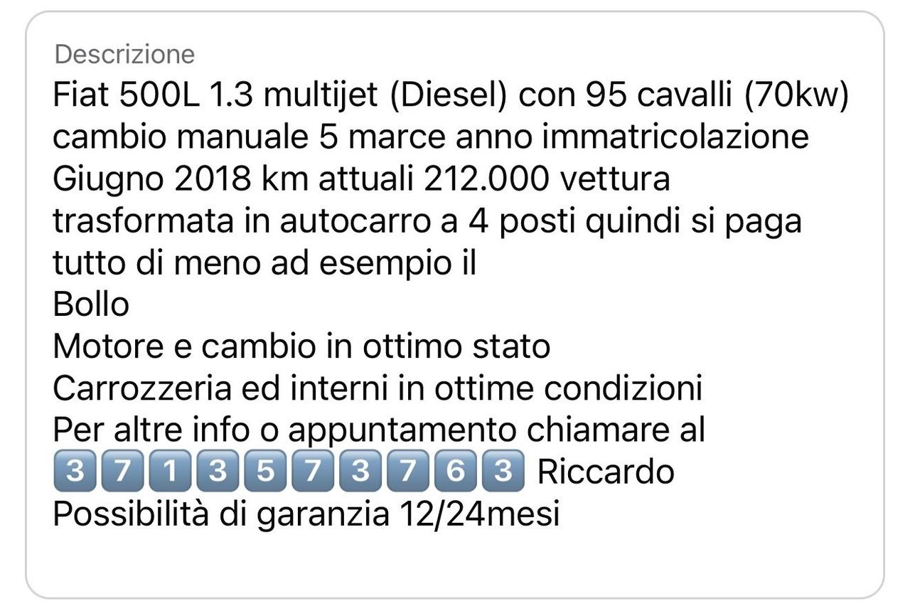 Fiat 500L 1.3 Multijet 95 CV