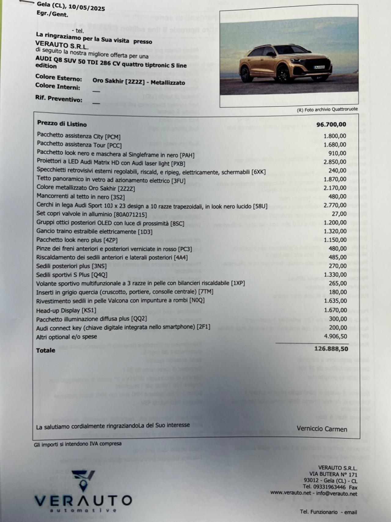 Audi Q8 50 TDI S-Line possibilità noleggio no scoring