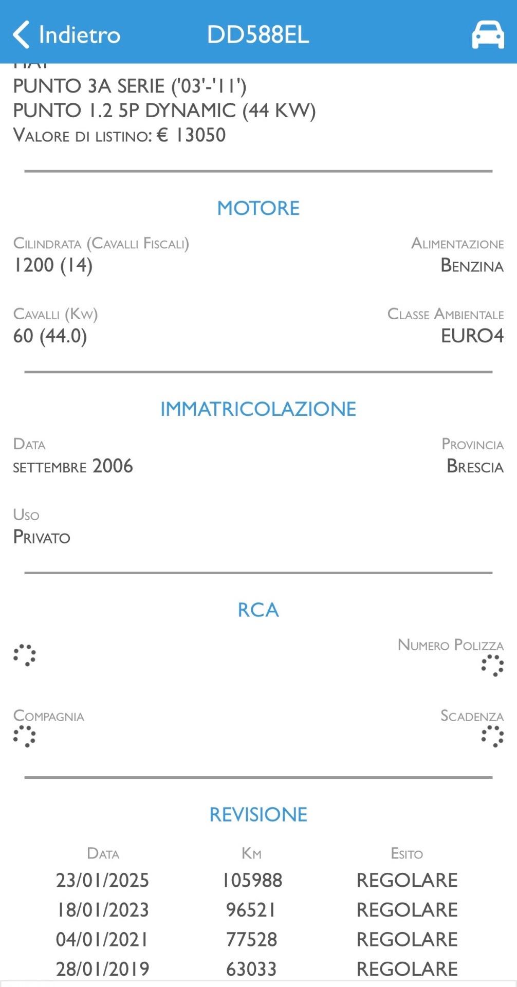 FIAT PUNTO 1.2 BENZ - 5 PORTE - NEOPATENTATI