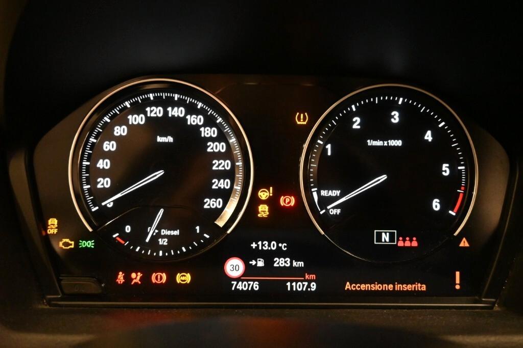 BMW X1 16D 115CV 6M. S-DRIVE BUSINESS ADVANTAGE ( FARI LED - CRUISE - NAVI - PARK ASSISTANT - TELECAMERA POST. )