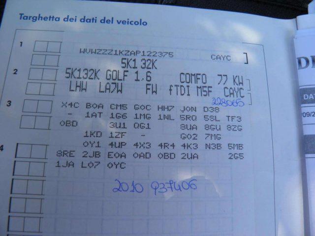 VOLKSWAGEN Golf VOLKSWAGEN GOLF 1.6 TDI 5P COMFORTLINE