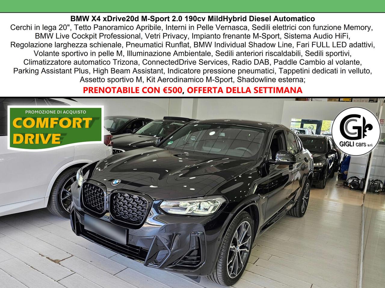 BMW X4 20d M-Sport Tetto Navi CAM LED Clima3Zone MSport