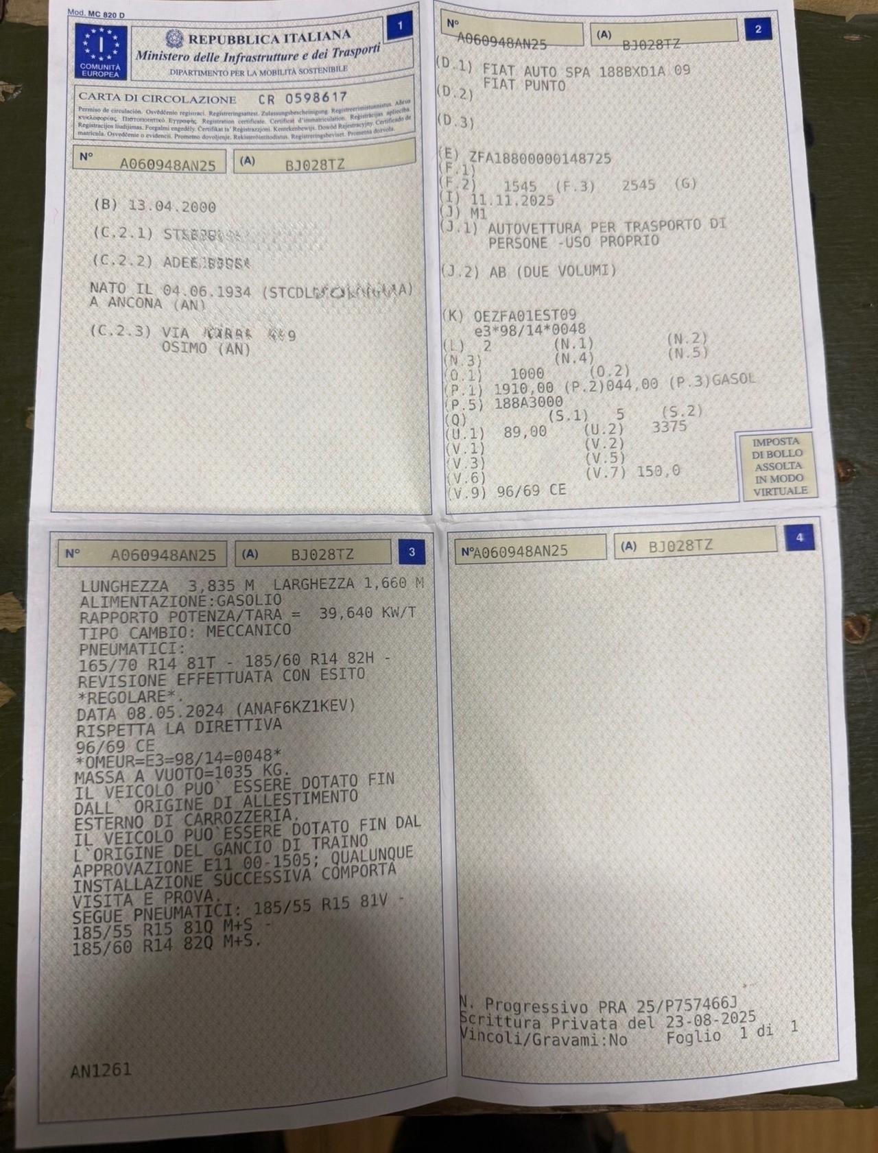 Fiat Punto 5porte 1.9 Diesel Neopatentati uniproprietario