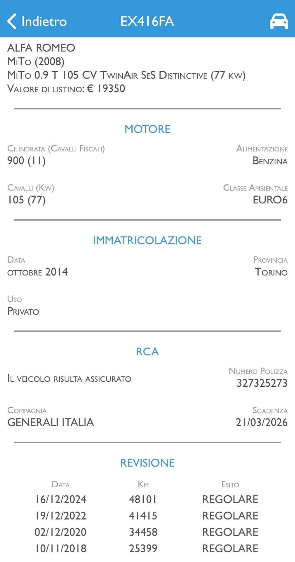 Alfa Romeo MiTo 51000 Km Neopatentati 105cv 6marce
