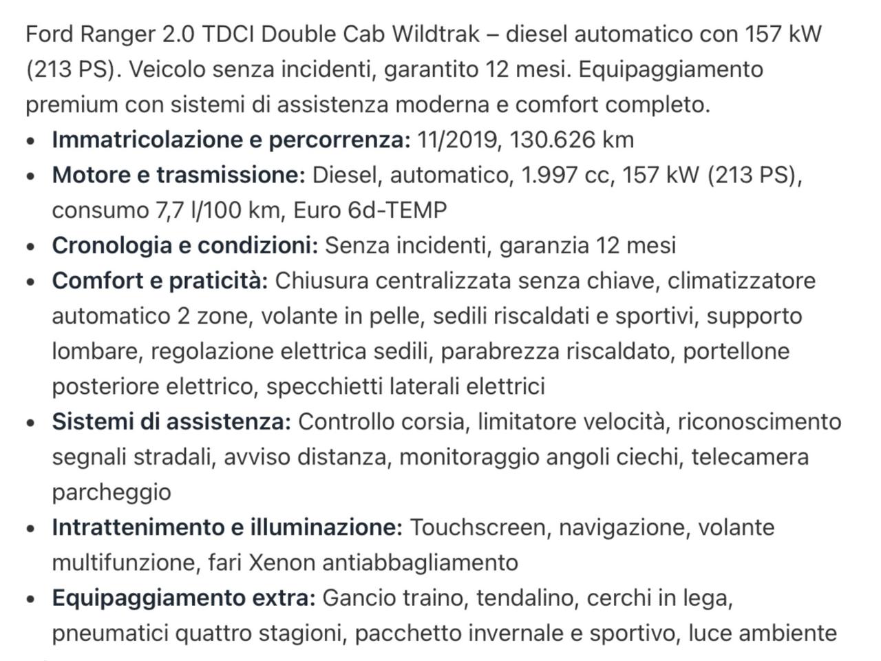 Ford Ranger 2.0 TDCi aut. DC Wildtrak 4x4 Gancio Traino .