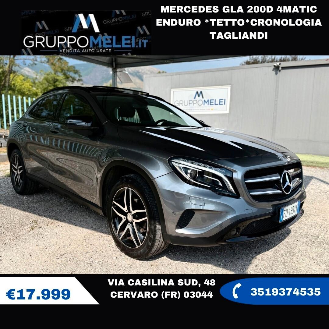 Mercedes GLA 200d 4Matic Enduro *TETTO*CRONOLOGIA TAGLIANDI