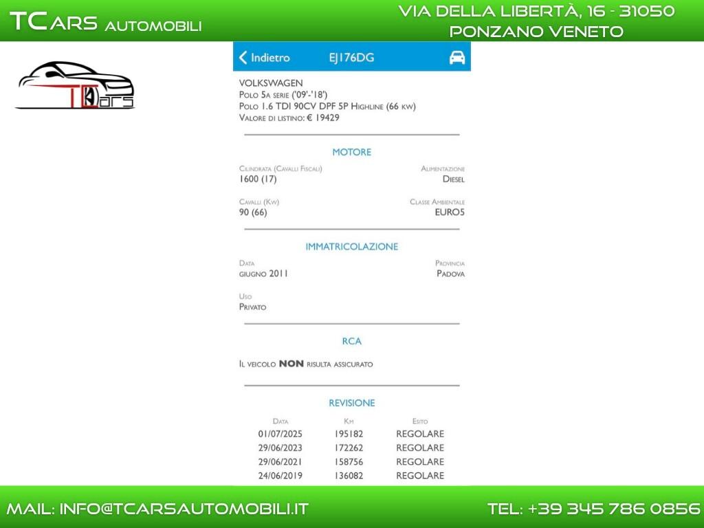 VOLKSWAGEN POLO 1.6 TDI 5 PORTE - NEOPATENTATI