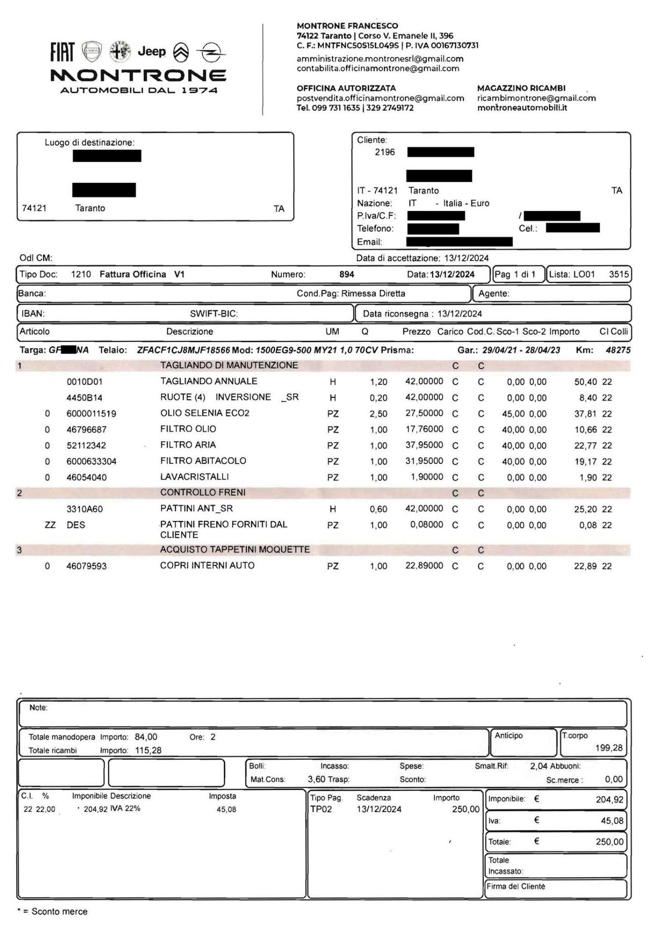 Fiat 500 1.0 benzina solo 48.000km 04-2021