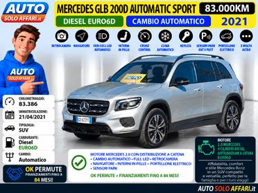 Mercedes GLB 200 D SPORT CAMBIO AUTOMATICO/EURO6D/CAMERA/NAVI/PELLE/FULL LED