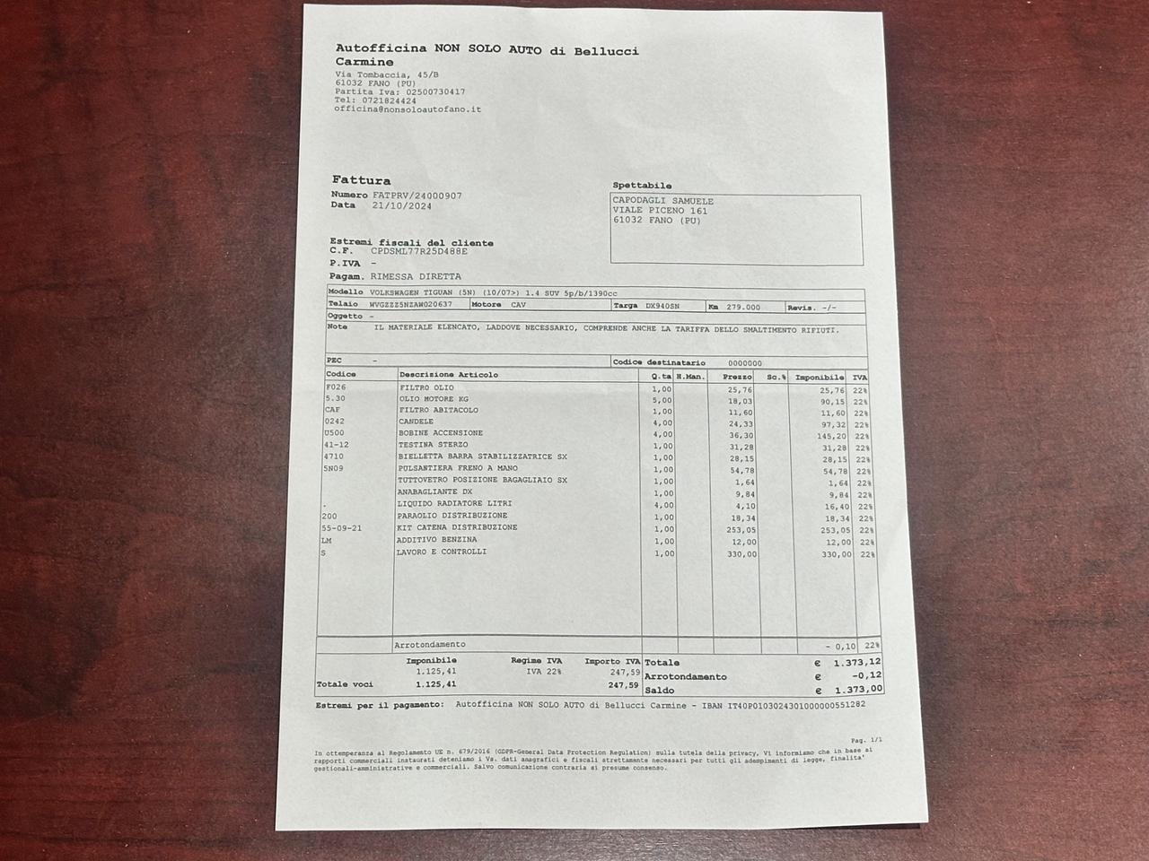 Volkswagen Tiguan 1.4 TSI 150cv motore revisionato