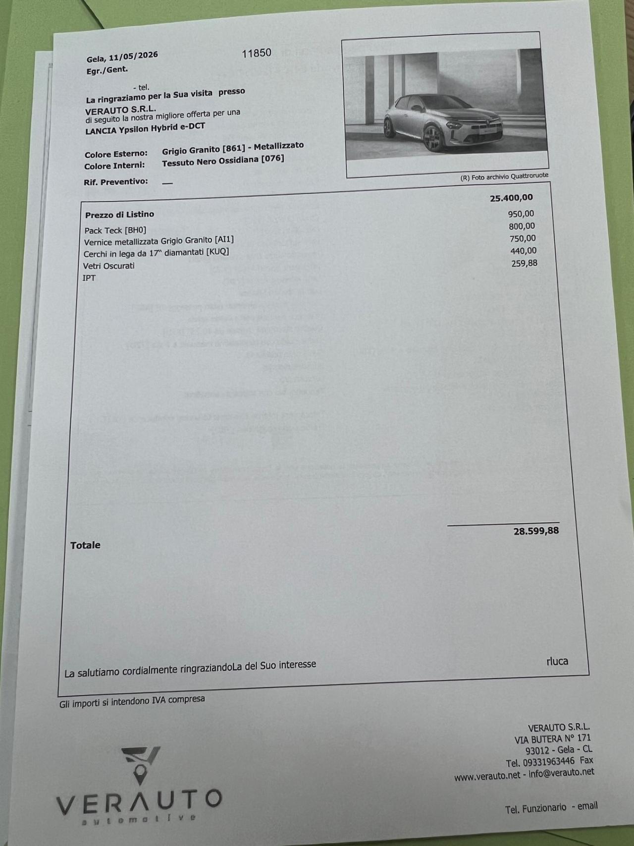 Lancia Ypsilon Hybrid e-DCT - possibilità noleggio no scoring