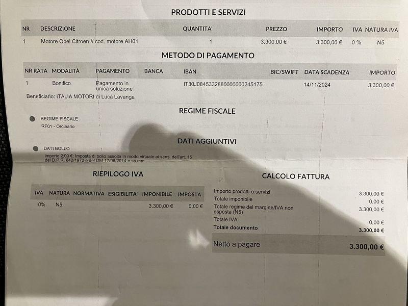 Opel Zafira Life 2.0 Diesel 150CV L 9 posti Motore Revisionato