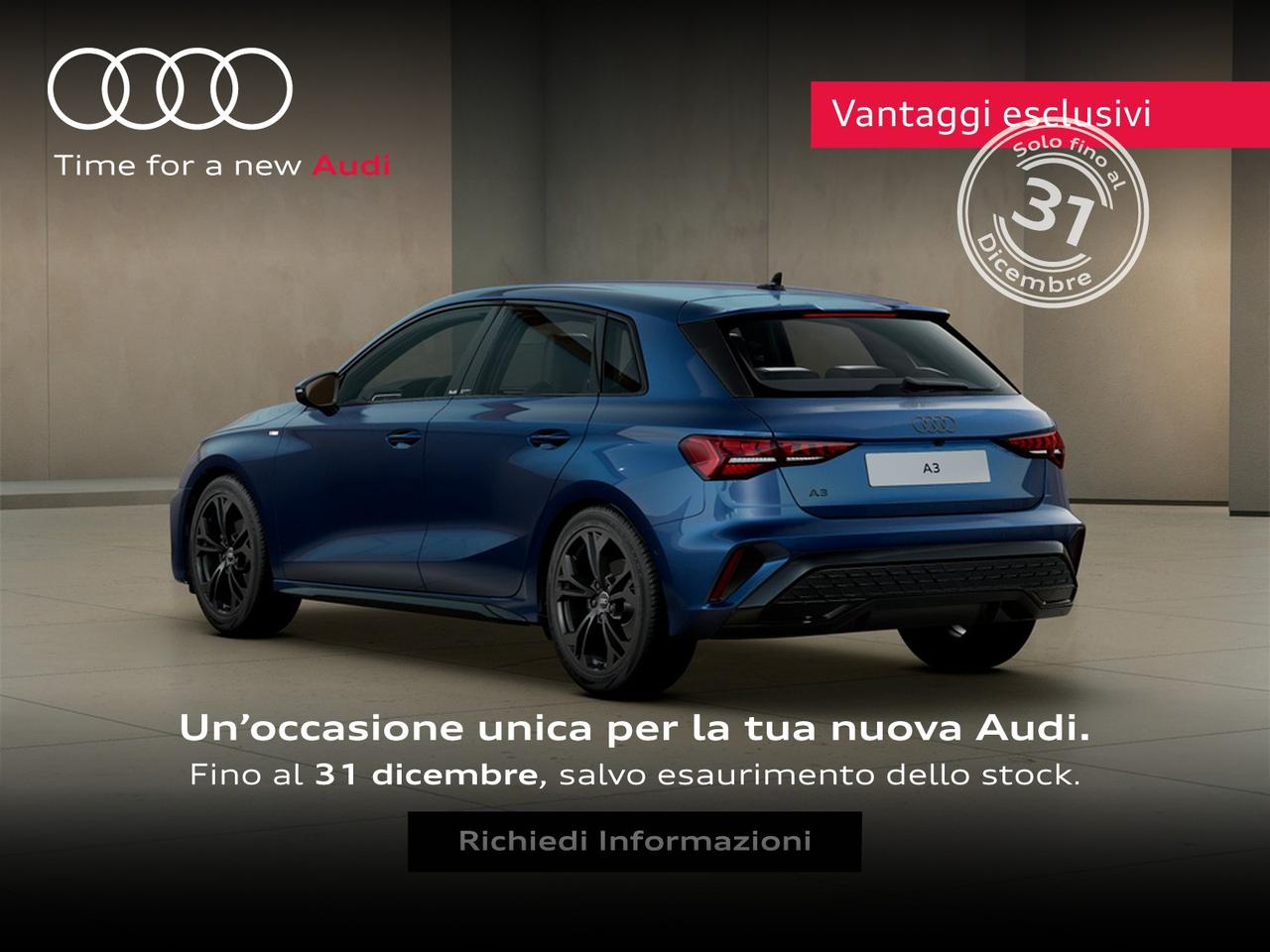 Audi A3 sportback 1.5 tfsi mhev s line edition 150cv s-tronic