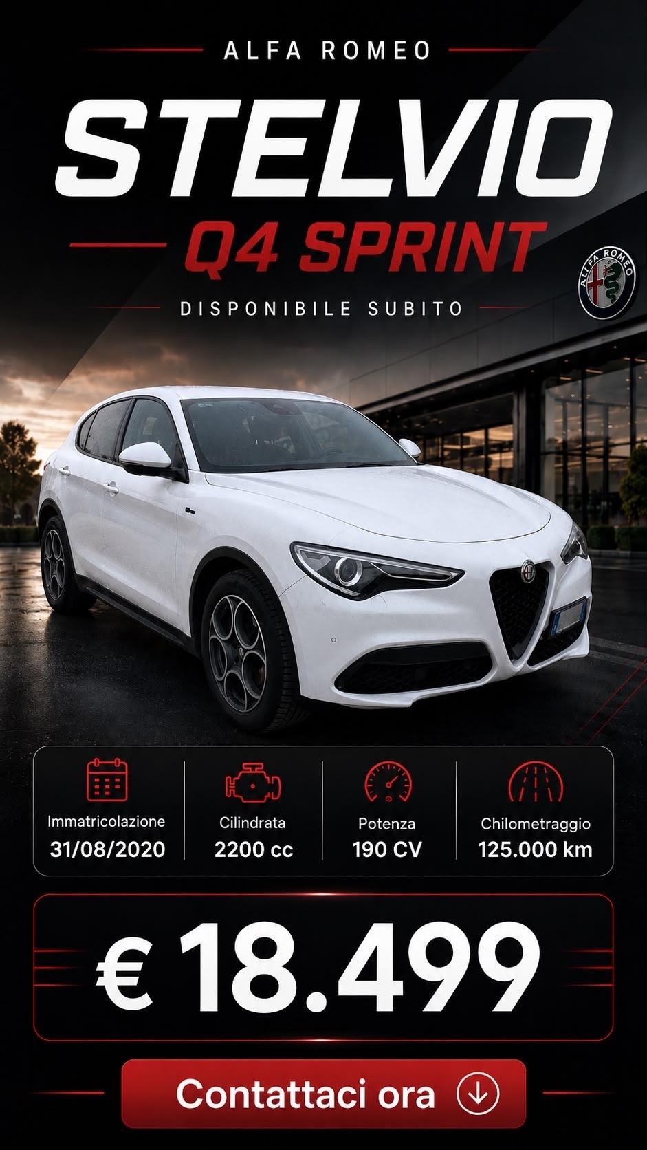Alfa Romeo Stelvio 2.2 Turbodiesel 190 CV AT8 Q4 Sprint