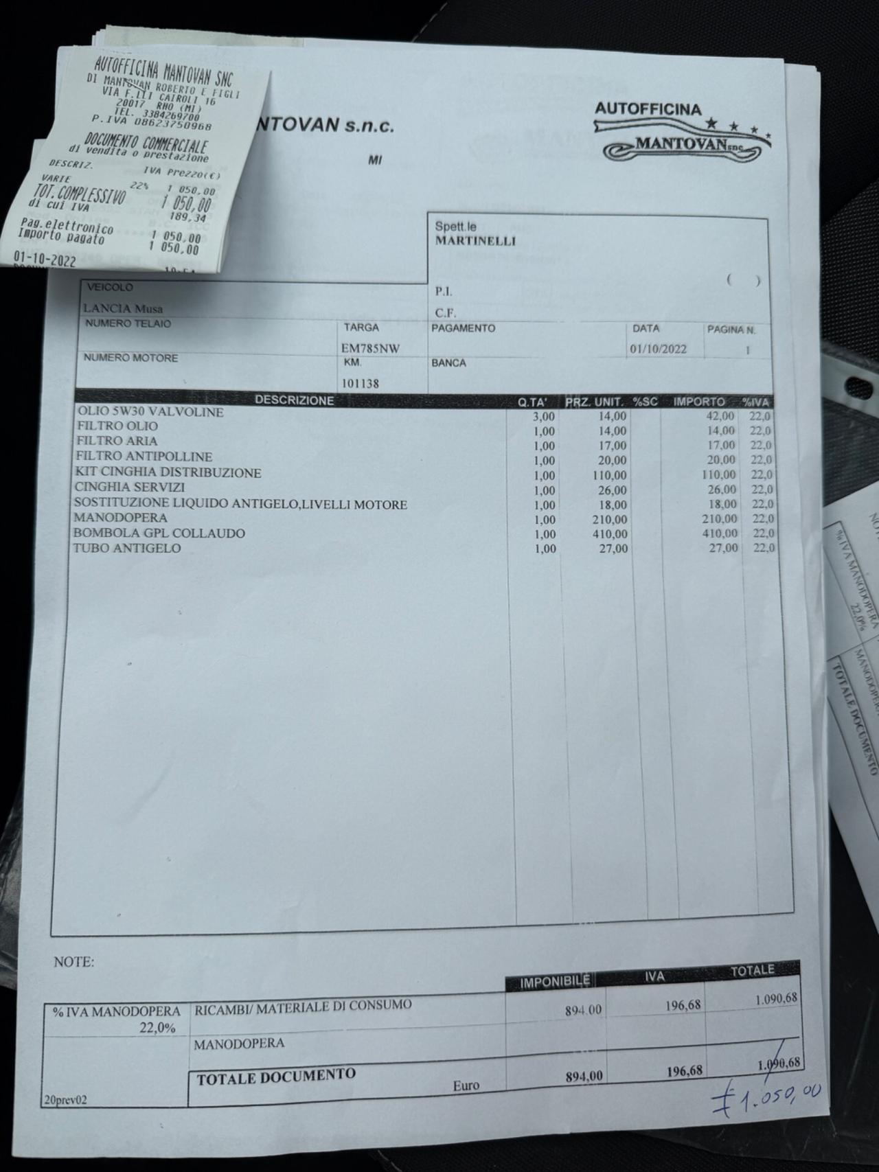 LANCI MUSA 1.4 EURO5A BENZINA-GPL VALIDO 2034