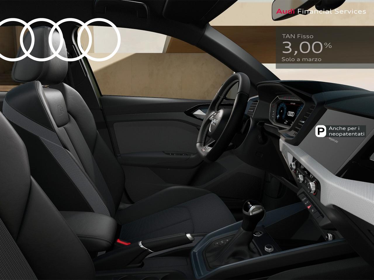 Audi A1 sportback 30 1.0 tfsi identity black 116cv s-tronic