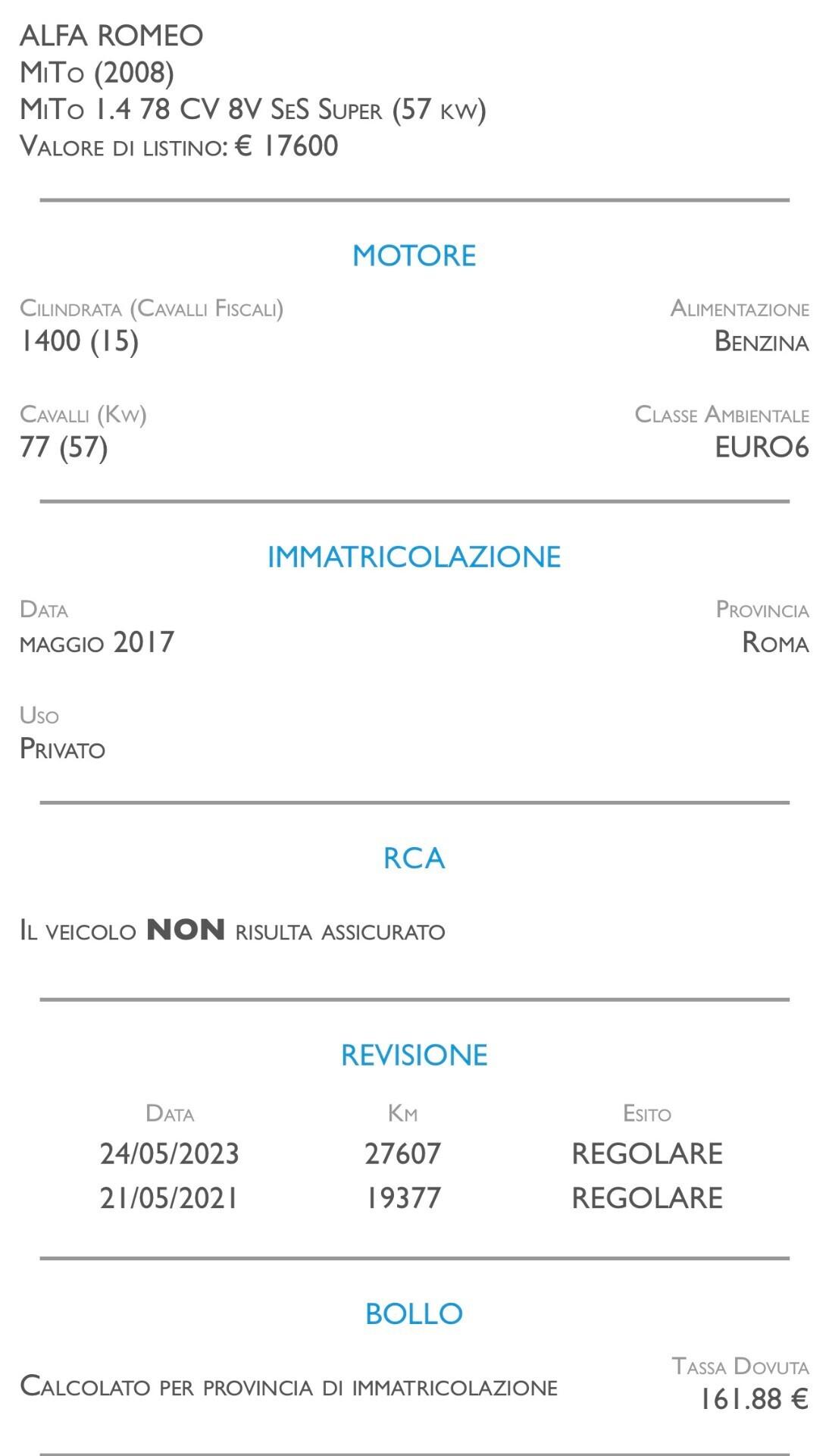 Alfa Romeo MiTo 1.4 78 CV 8V S&S Super - NEOPATENTATI