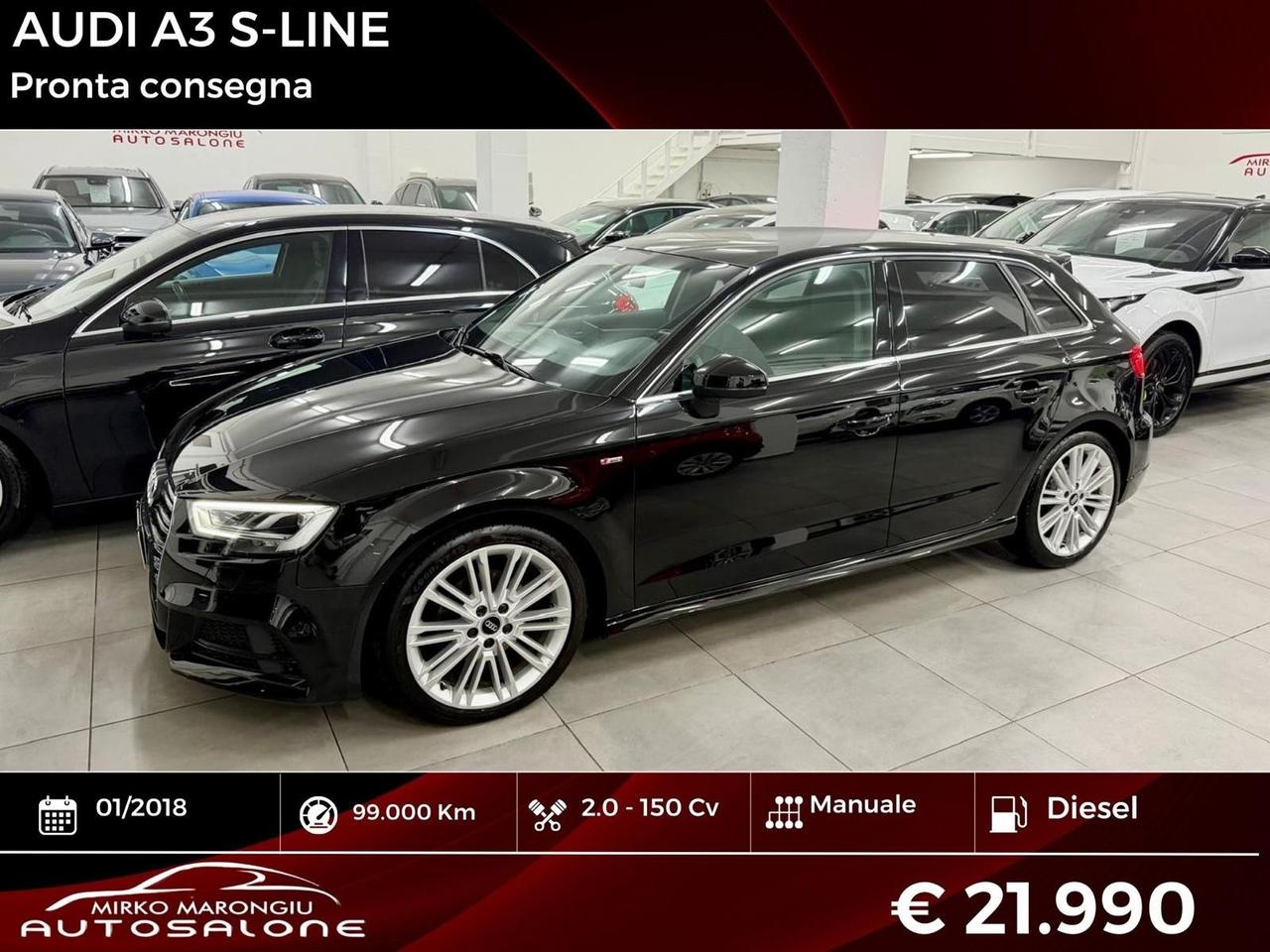 Audi A3 SPB 2.0 150 S-Line FINANZIABILE