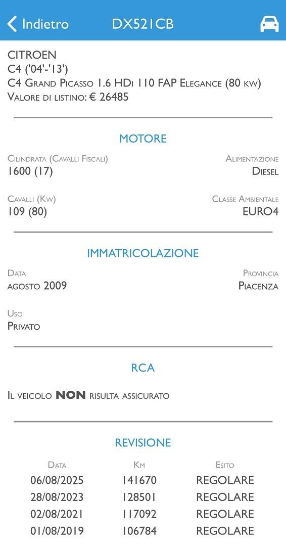 CITROEN GRAND C4 1.6HDI UNICO 7P.TI PERFETTA