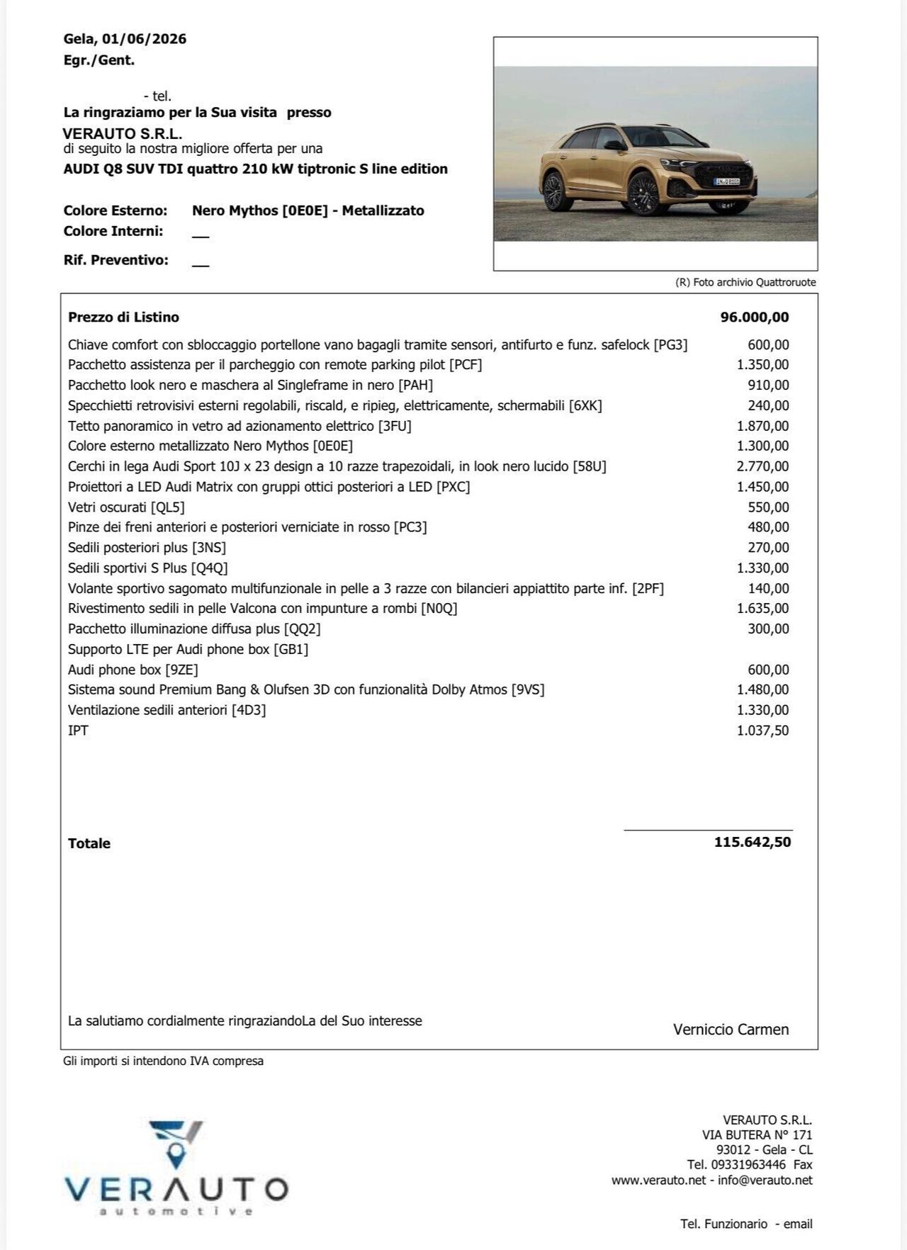 Audi Q8 SUV TDI quattro 286Cv tiptronic S line edition Possibilità noleggio no scoring