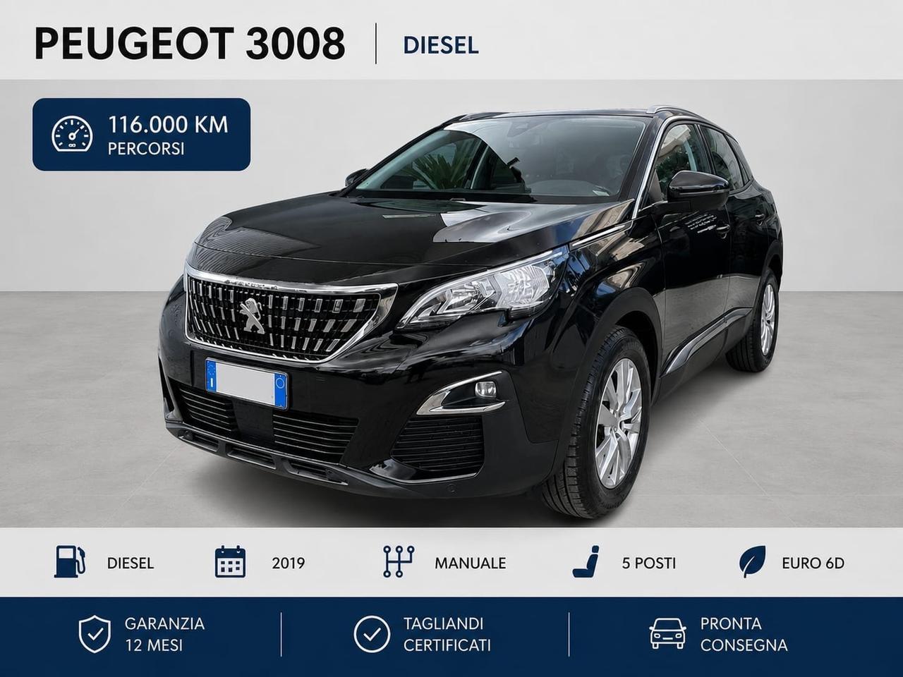 Peugeot 3008 BlueHDi cambio manuale sensori parcheggio ant-vetri privacy
