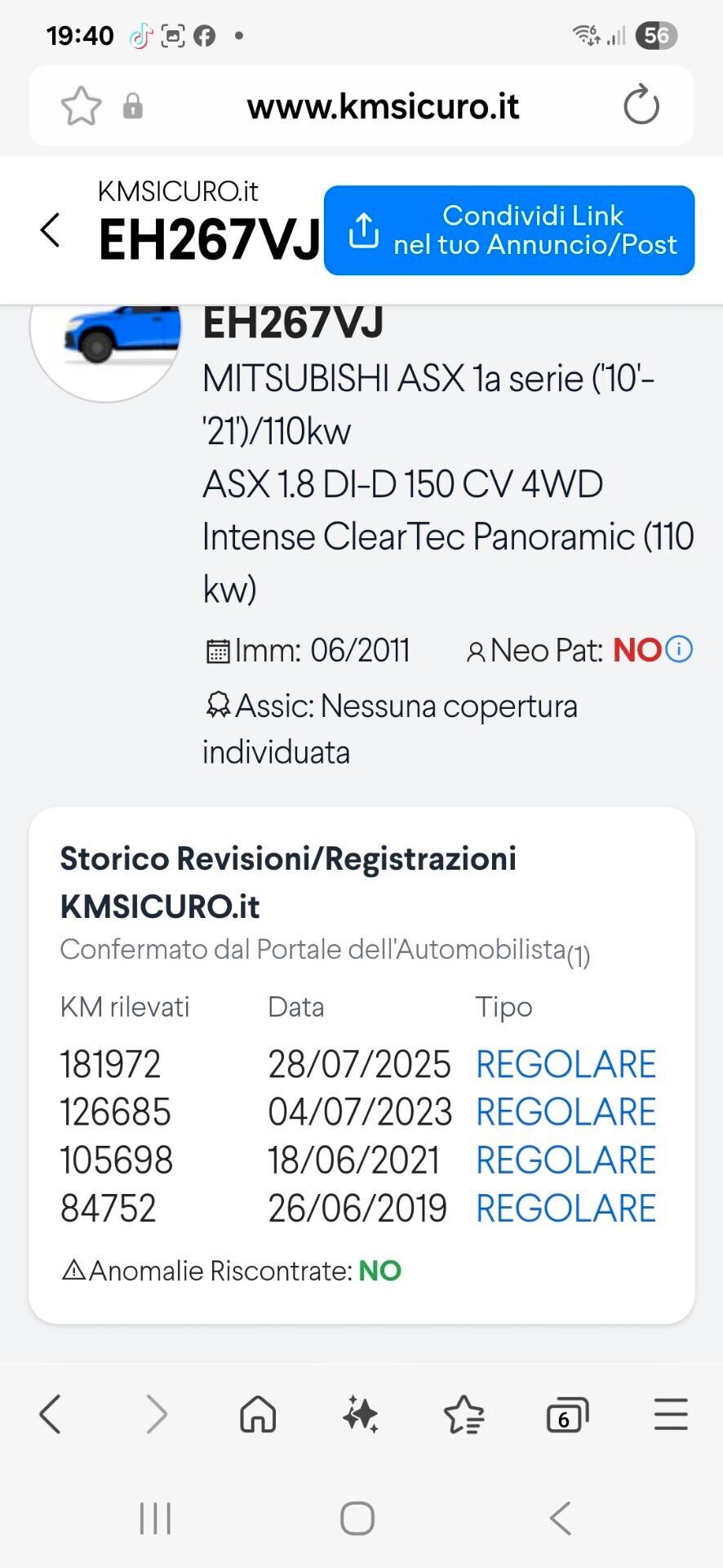 Mitsubishi ASX 1.8 DI-D 150CV 4WD perfetta e garantita