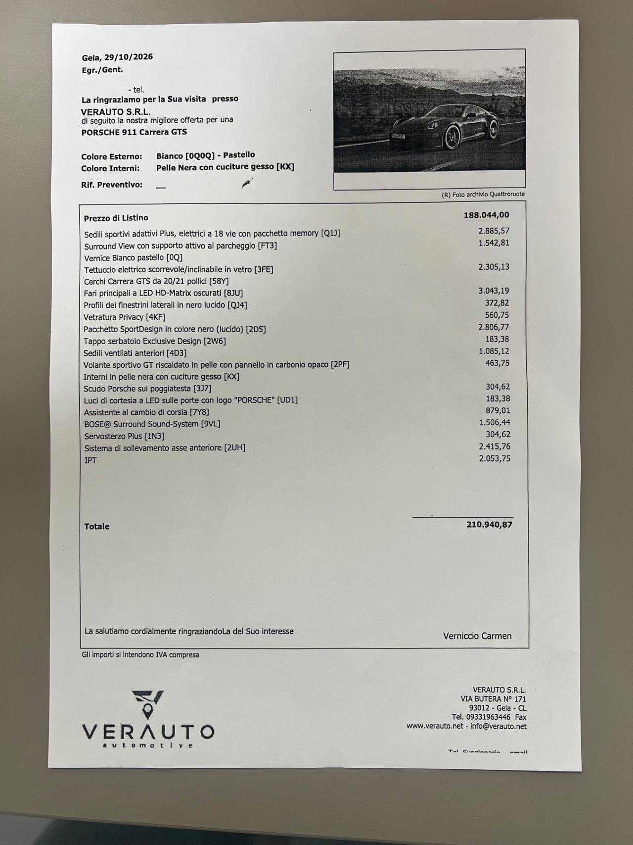 Porsche 992 3.6 Carrera GTS 541CV coupè auto - possibilità noleggio no scoring