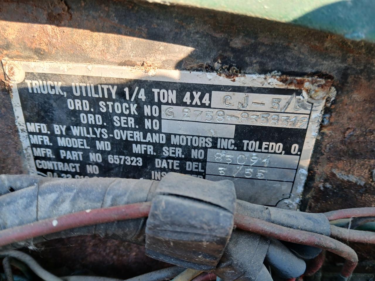 Jeep CJ-5 M 38 senza documenti motore smontato