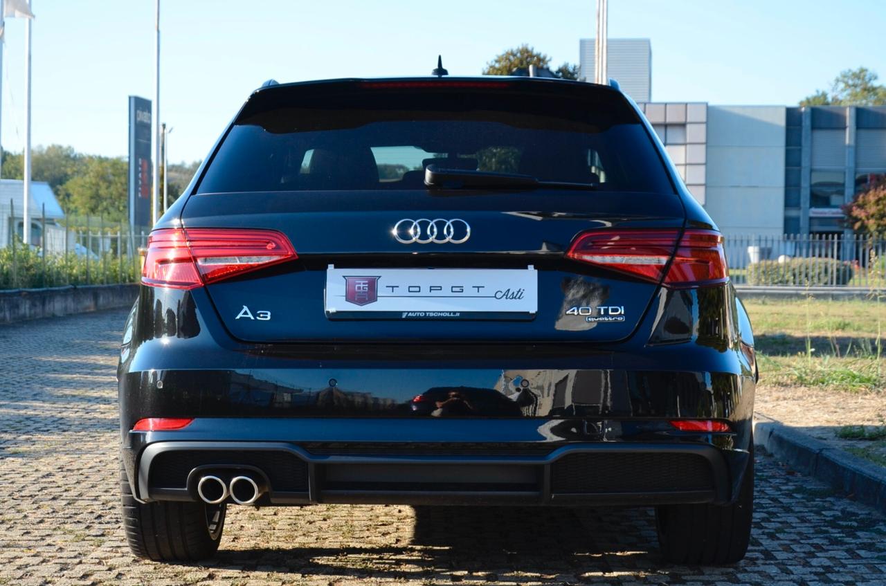 AUDI A3 SPORTBACK 40 2.0 TDI S-LINE INT+EXT QUATTRO 184cv S-TRONIC, EURO 6D, SERVICE AUDI, BANG&OLUFSEN, MATRIX, SEDILI SPORTIVI, 19", PERMUTE
