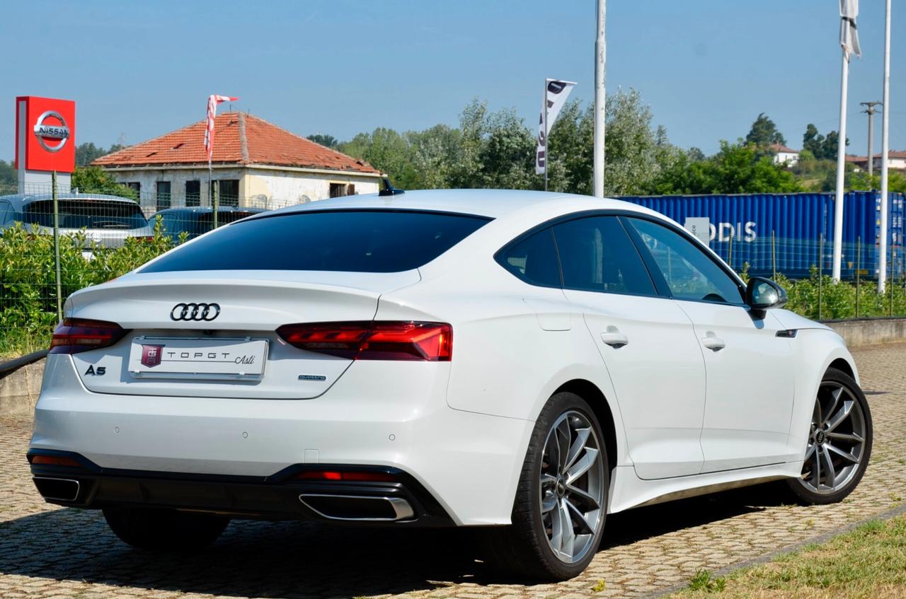 AUDI A5 SPORTBACK 40 2.0 TDI MILD HYBRID S-LINE INT+EXT QUATTRO 204cv S-TRONIC, UFF ITALIANA, EURO 6D, SERVICE AUDI, MATRIX, BLACK PACK, RETROCAMERA, PERMUTE