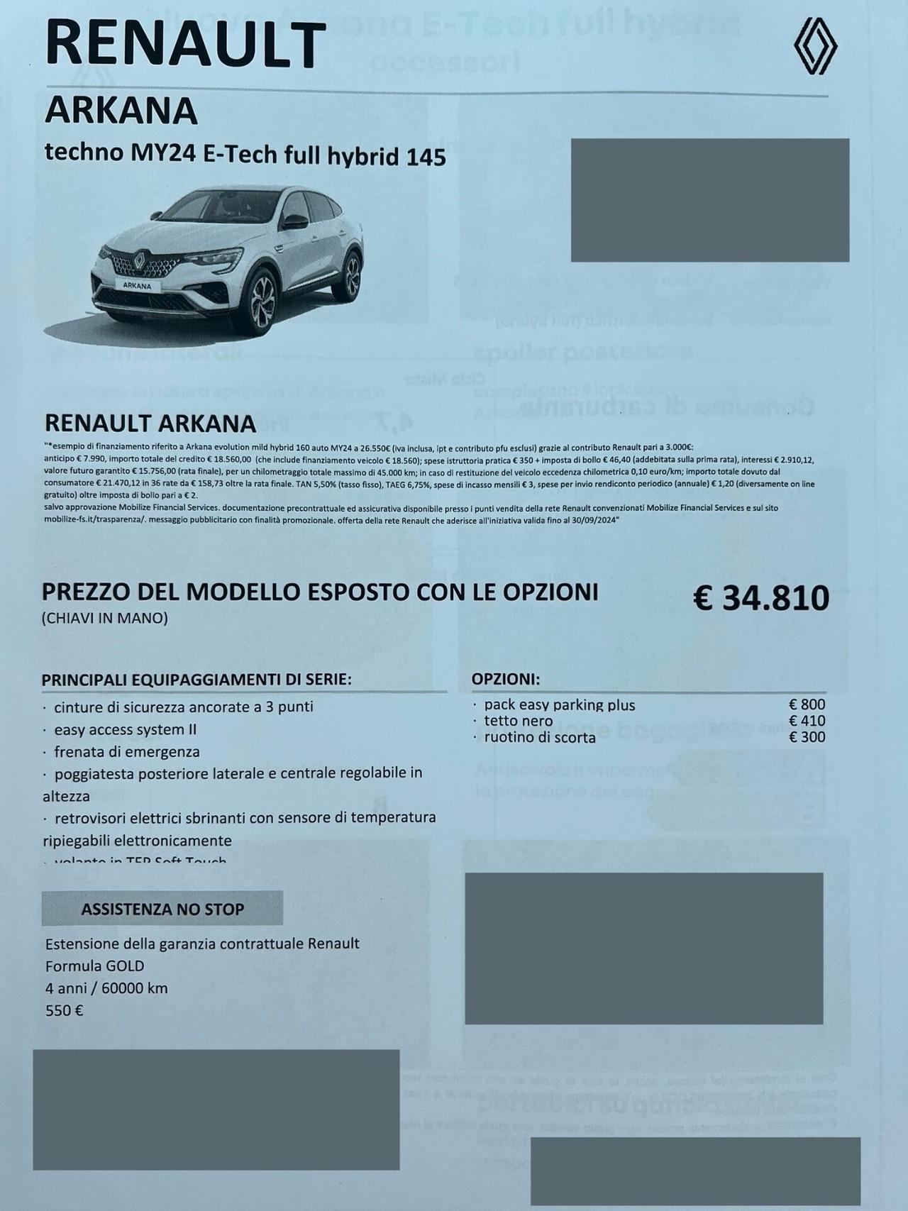 Renault Arkana Full Hybrid E-Tech 145 CV Techno possibilità noleggio no scoring