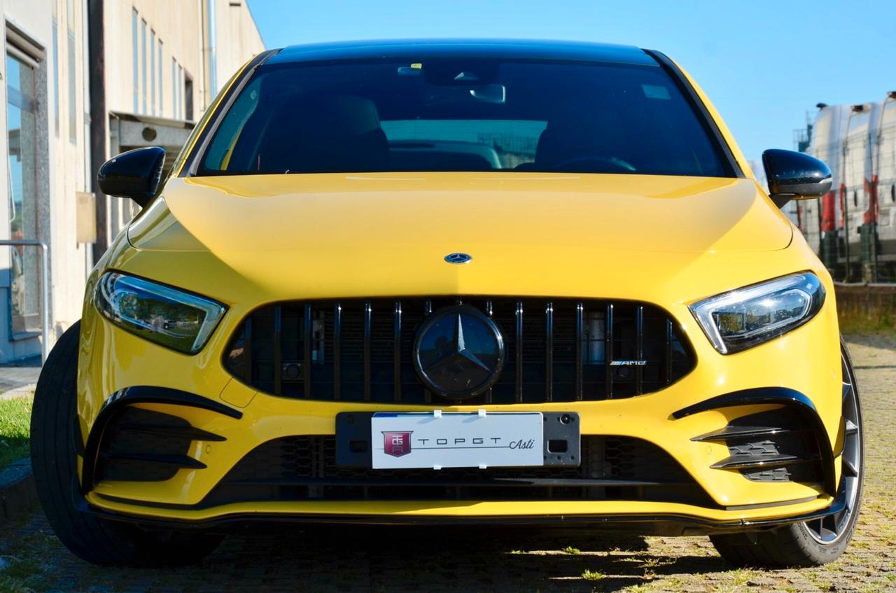 MERCEDES-BENZ A35 AMG 4MATIC 306cv AUTO, UFF ITALIANA, SERVICE MERCEDES, TETTO, MULTIBEAM, RETROCAMERA, LUCI 64 COLORI, 19", PERMUTE