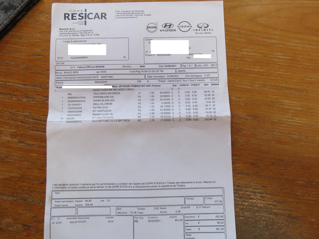 Nissan Primastar FURGONE CHIUSO CON 3 POSTI A SEDERE