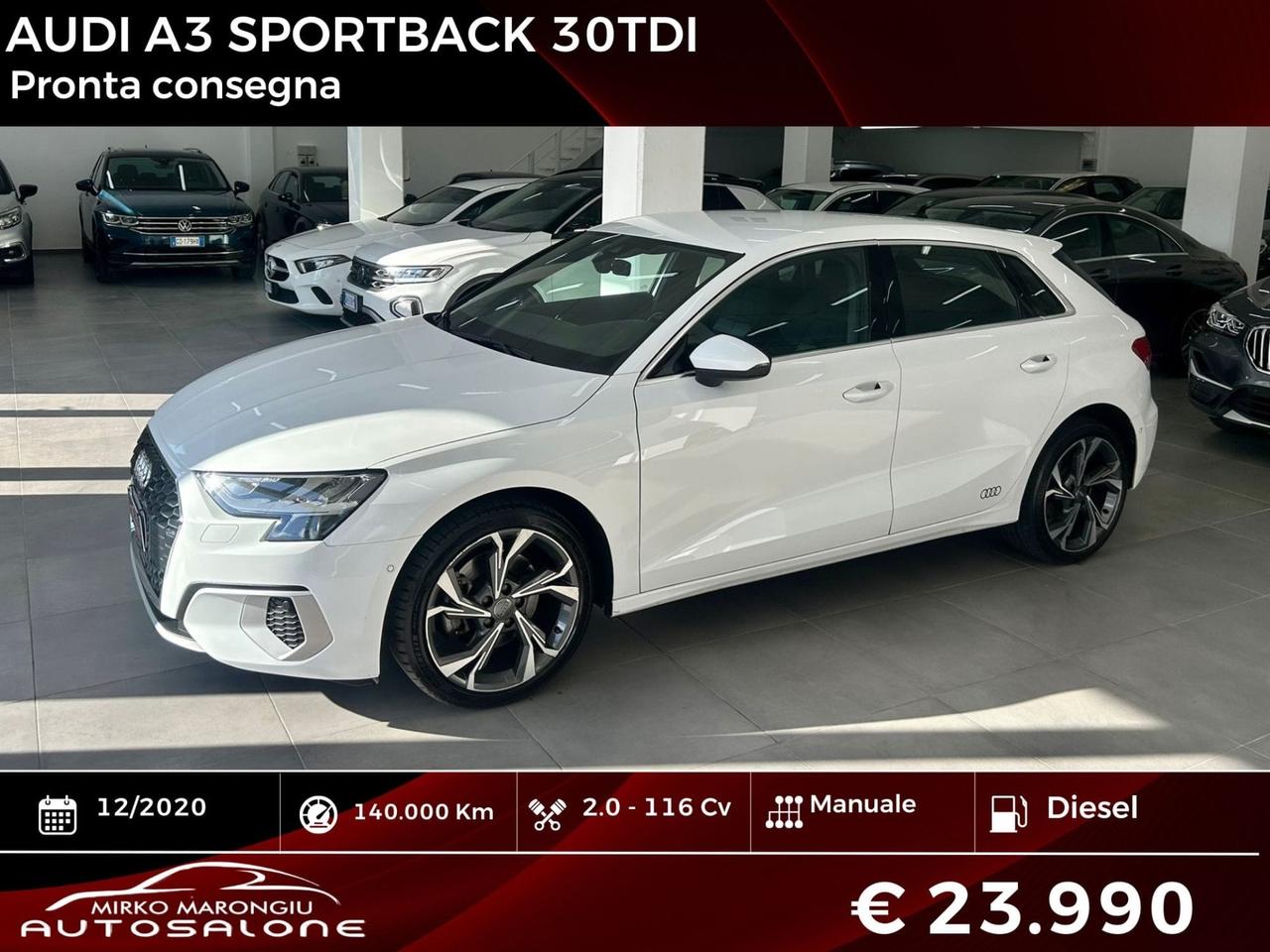 Audi A3 SPB 30 TDI 2020 FINANZIABILE
