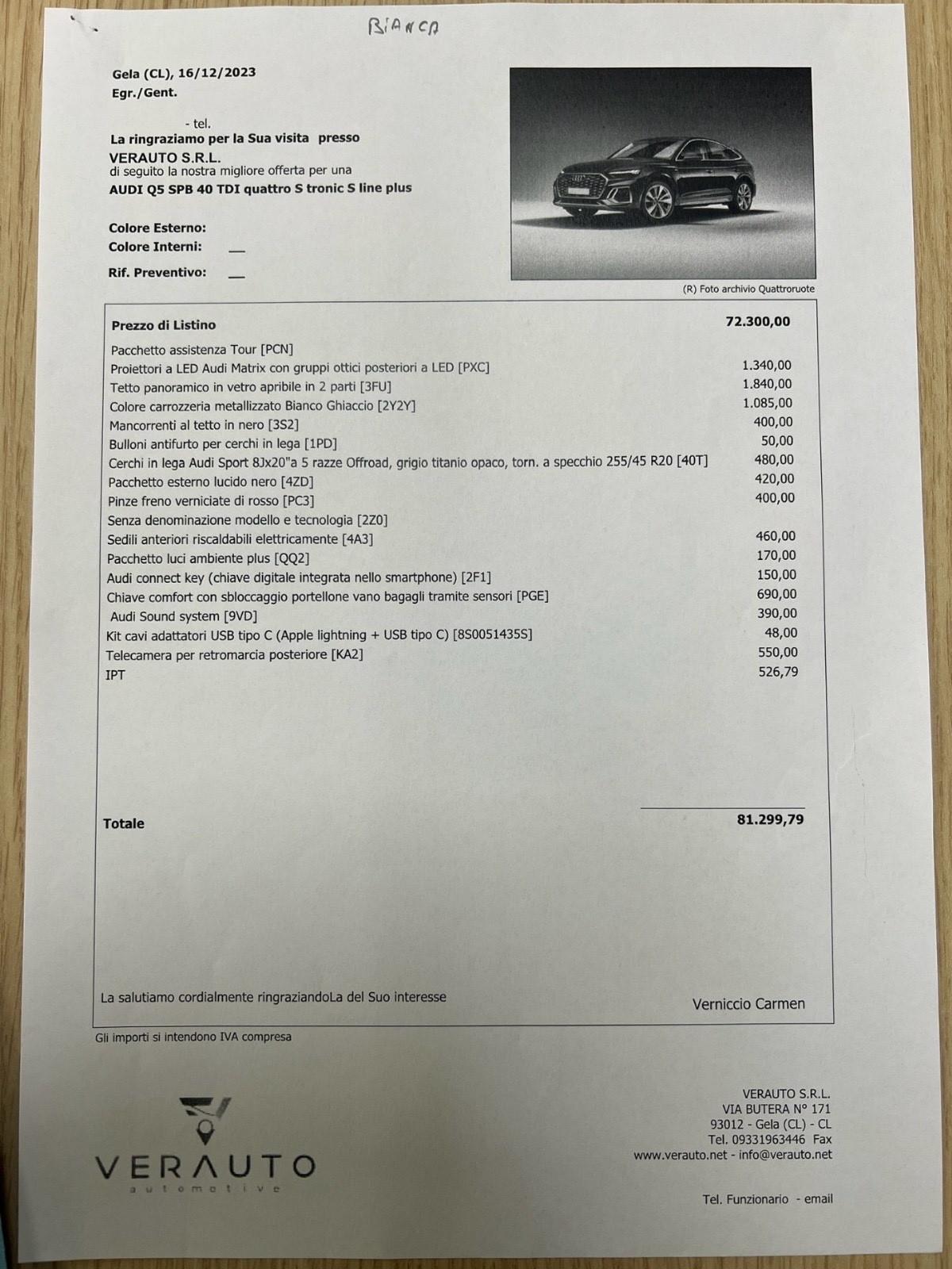 Audi Q5 SPB 40 tdi - nuova sconto € 14.000