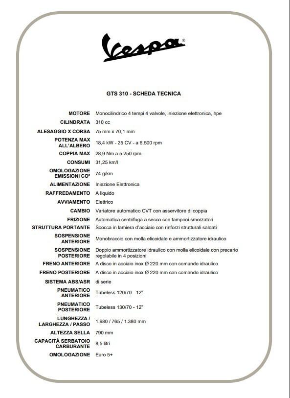Vespa 310 GTS hpe E5+