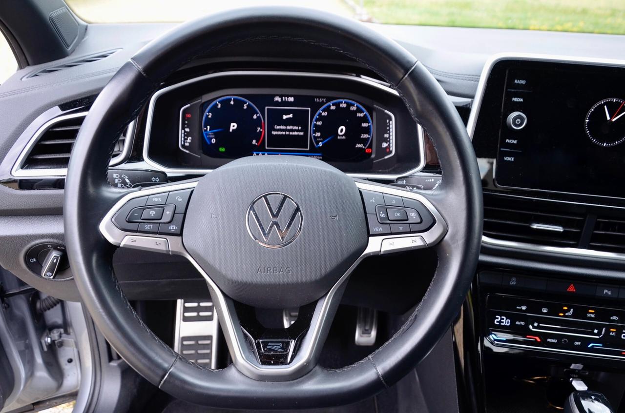 VOLKSWAGEN T-ROC 1.5 TSI R-LINE 150cv DSG, UNICOPROPRIETARIO, GAR. VW 12/27, SERVICE 5/26, UFF ITALIANA, FARI LED, APPLE ANDROID, PERMUTE