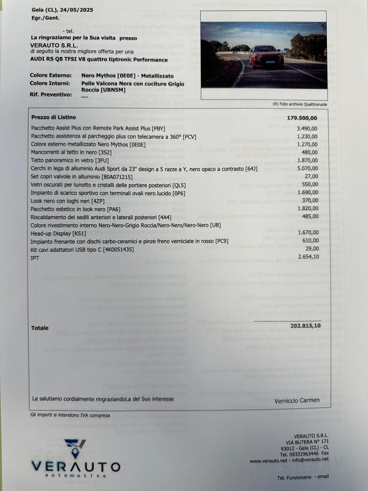 Audi RSQ8 performance possibilità noleggio no scoring