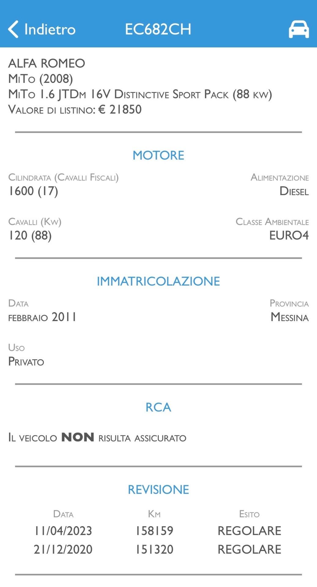 Alfa Romeo MiTo 1.6 JTDm 120 Cv Sport Pack