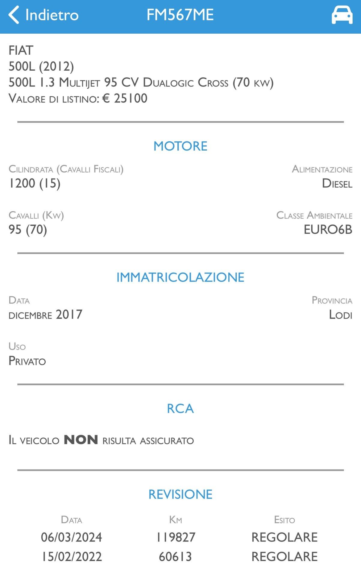 Fiat 500L 1.3 MJT 95 CV Cross AUTOMATICA