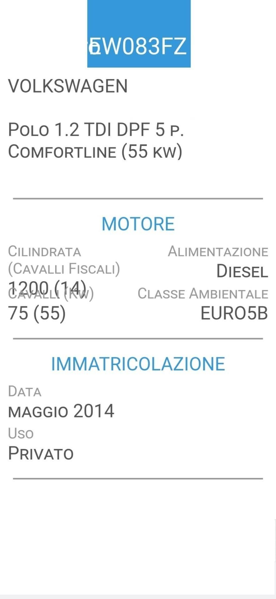 VOLKSWAGEN POLO 1,2 TDI-CINTA DISTRIB. NUOVA