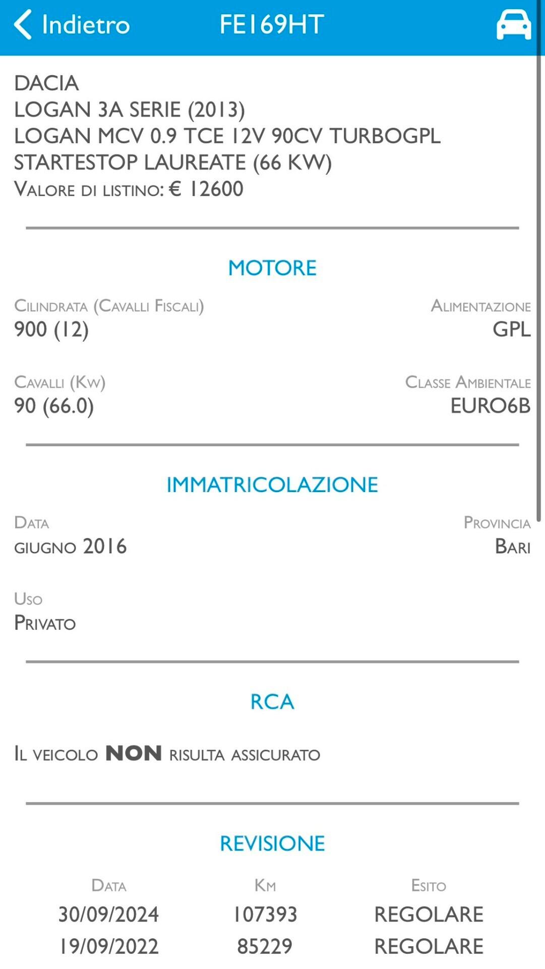 DACIA LOGAN 1.0 GPL FINO 2036 - NEOPATENTE