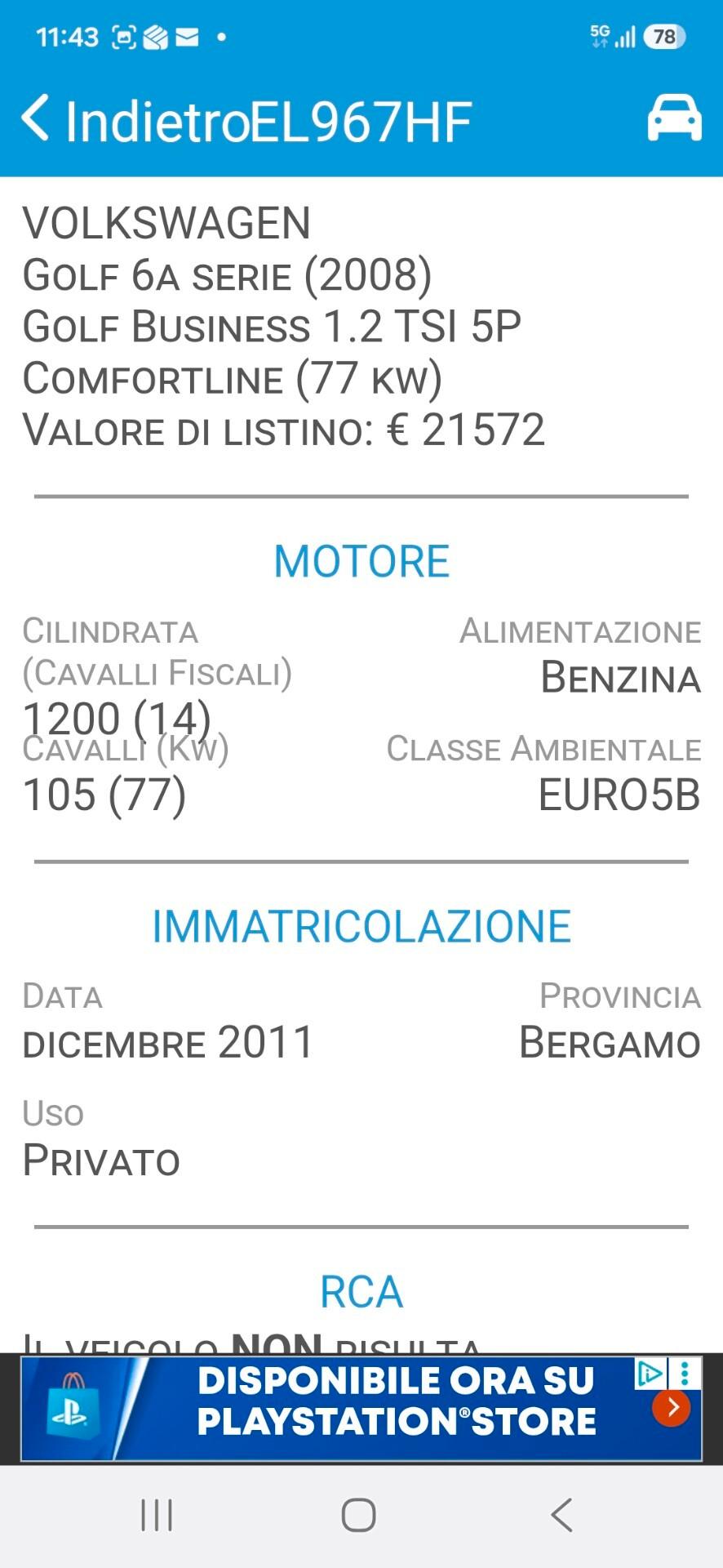 Volkswagen Golf 1.2 TSI 5p. Comfortline neo patentati