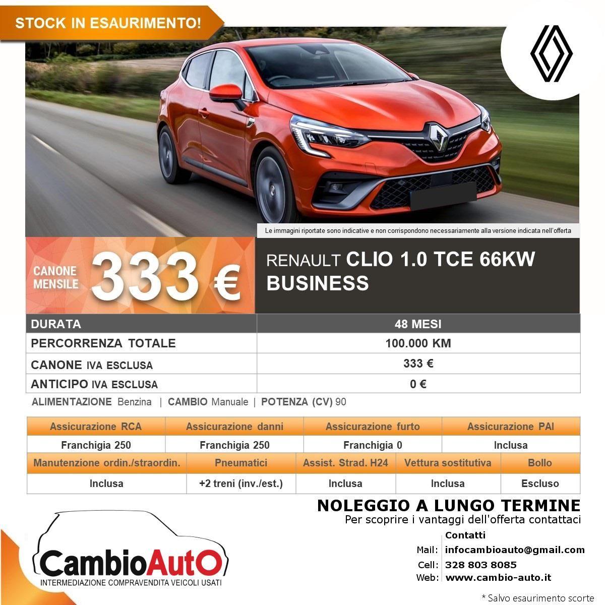 RENAULT Clio TCe 5p. Business 100.000 kM INCLUSI (4 ANNI) ANTICIPO 0€