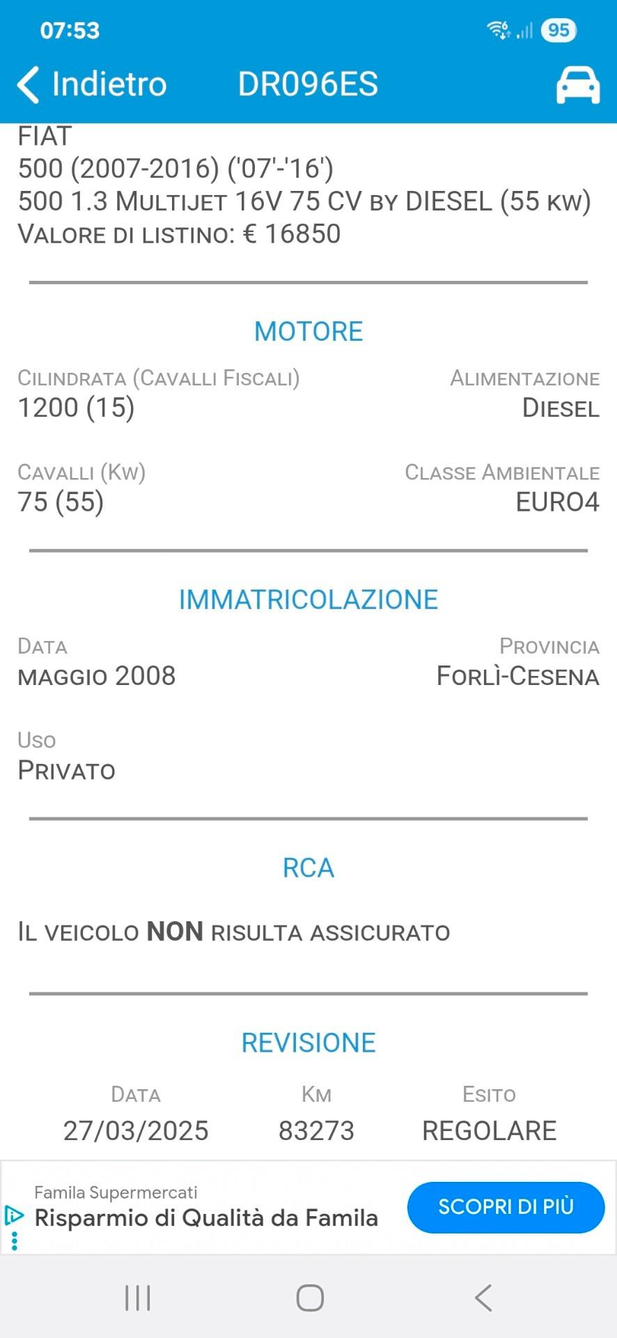 Fiat 500 1.3 Multijet 16V 75 CV Sport