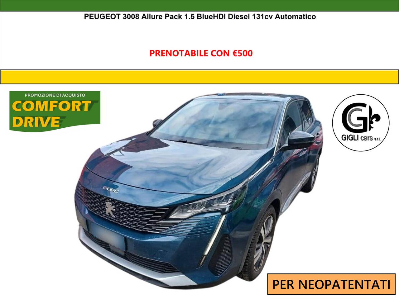 Peugeot 3008 II Allure Pack 1.5 Blue HDI Automatico Neopatentati