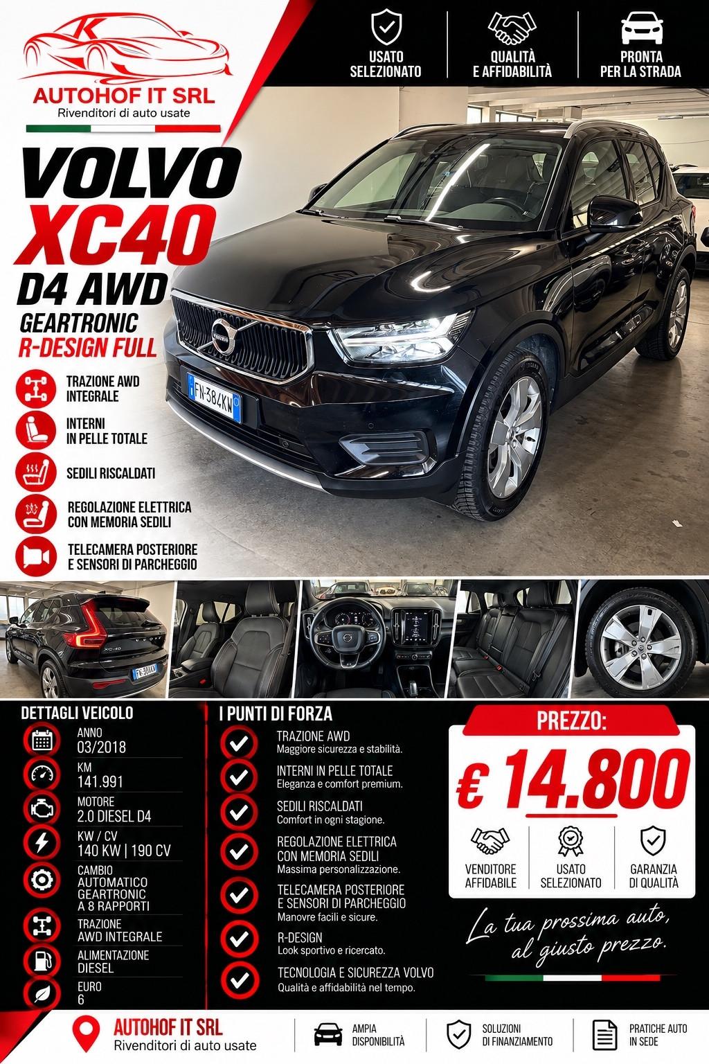 Volvo XC40 D4 AWD Geartr.*CERTIFICATA*FULL OPT.*