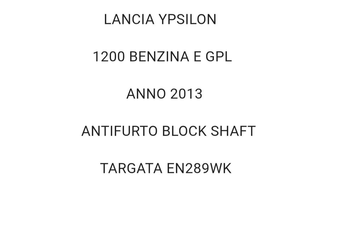 Lancia Ypsilon 1.2 BENZINA E GPL