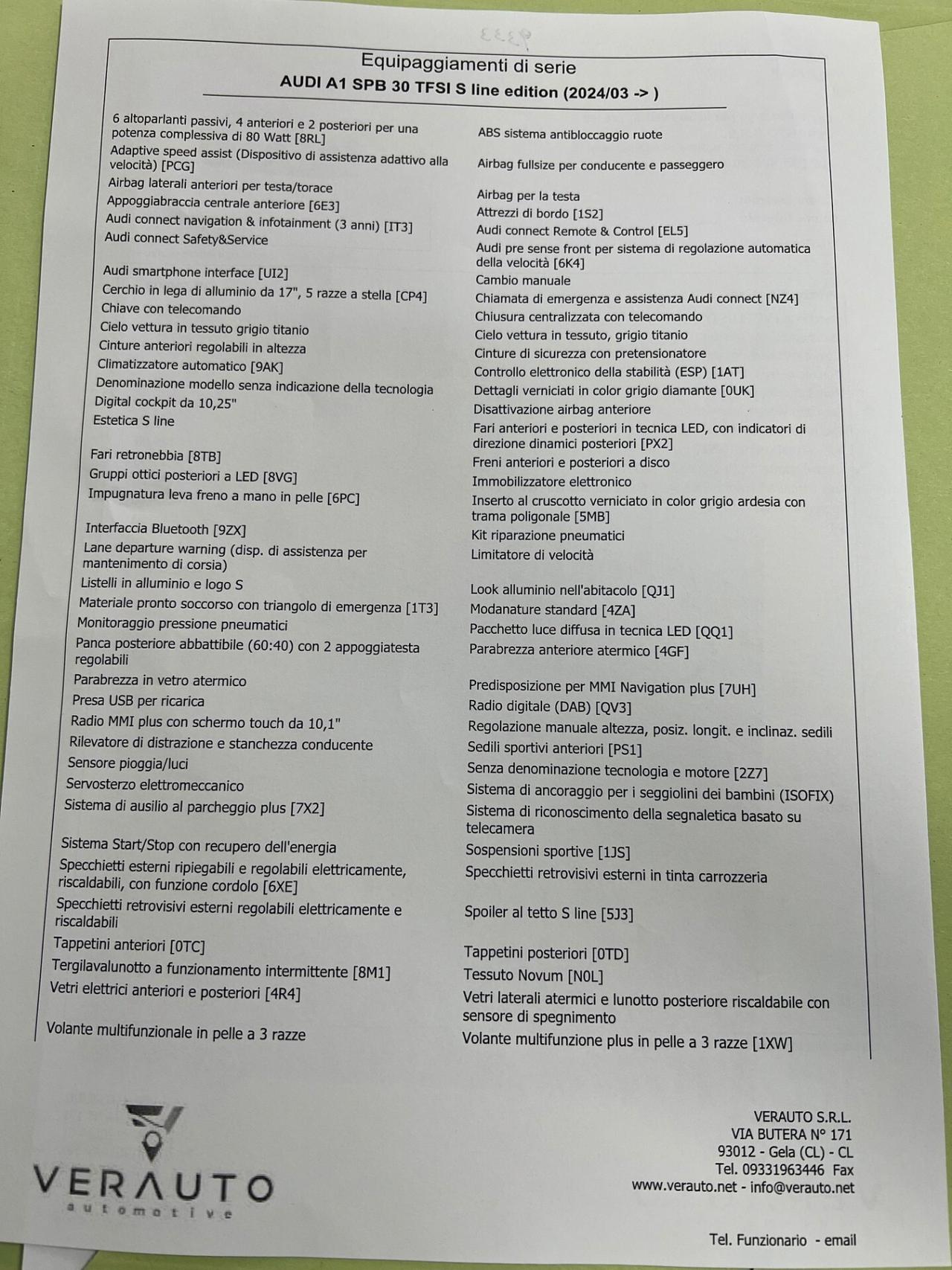 Audi A1 Spb 30 SLine possibilità noleggio no scoring